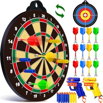 Magnetic Dart Board, Safe Double Sided Magnetic Dart Game Toy for Kids,12pcs Magnetic Darts & 2 Toy ...