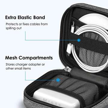 FINPAC Charger Case for Macbook, Small Electronic Organizer Bag for MacBook Power Adapter, Portable Pouch Travel Storage for Laptop Accessories, Magic Mouse, USB Drives, GoPro, Gadgets - Gray