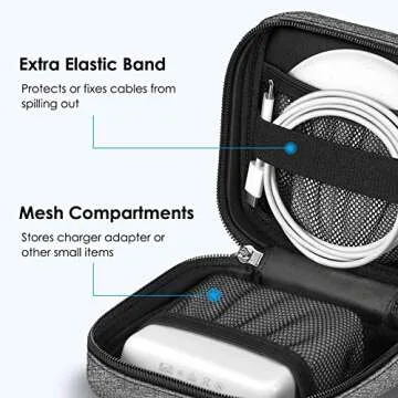 FINPAC Charger Case for Macbook, Small Electronic Organizer Bag for MacBook Power Adapter, Portable Pouch Travel Storage for Laptop Accessories, Magic Mouse, USB Drives, GoPro, Gadgets - Gray