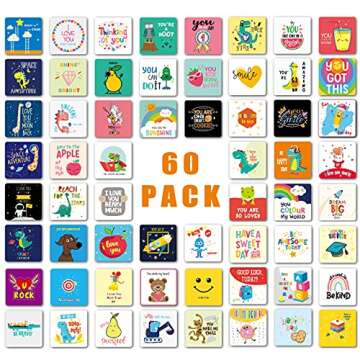 Gexond Lunch Box Notes for Kids - 60 Cute, Creative, and Motivational Cards for Kindergarten