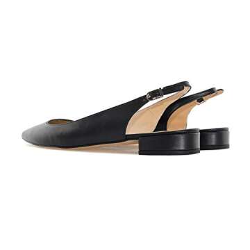 Eldof Women Low Heels Pumps | Pointed Toe Slingback Flat Pumps | 2cm Classic Elegante Court Shoes Black US6
