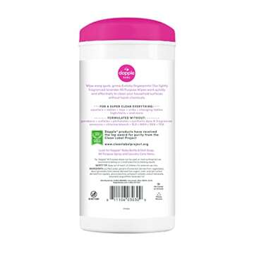 Dapple Baby All Purpose Wipes - Plant Based, Hypoallergenic, Lavender, 75 Count, Pack of 3