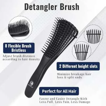 O BRUSHZOO Hair Brush Set, Includes Detangling Brush, Classic 9 Row Brush, Wide Tooth Comb Brush, Hair Spray Bottle - For Women Men Kids Curly Hair