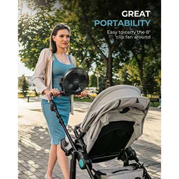 Xasla 10000mAh Portable Clip on Fan for Comfort Anywhere