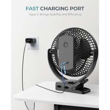 Xasla 10000mAh Portable Clip on Fan for Comfort Anywhere