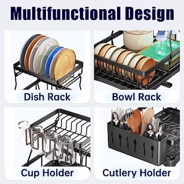 2 Tier Dish Drying Rack - Large Capacity, Space Saving