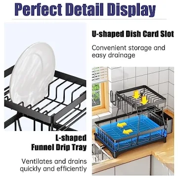 2 Tier Dish Drying Rack - Large Capacity, Space Saving