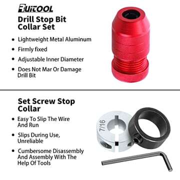 RUITOOL Drill Depth Stop for Drill Bits, Adjustable Drill Stop Applicable Drill Size Range 5/64"-3/1...