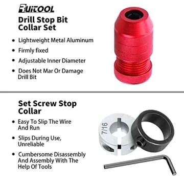 RUITOOL Drill Depth Stop for Drill Bits, Adjustable Drill Stop Applicable Drill Size Range 5/64"-3/1...