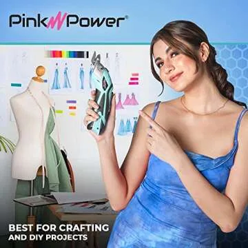 Pink Power Electric Fabric Scissors Box Cutter for Crafts, Sewing, Cardboard, Carpet, & Scrapbooking - Heavy Duty Professional Shears Cutting Tool - Aqua Splash Automatic Cordless Electric Scissors