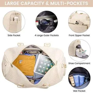 LOVEVOOK Travel Duffle Bag, Weekender Bag for Women with Toiletry Bag, Carry on Overnight Bag with Shoe Compartment, Gym Duffel Bag with Wet Pocket, Mommy Hospital Bags for Labor and Delivery