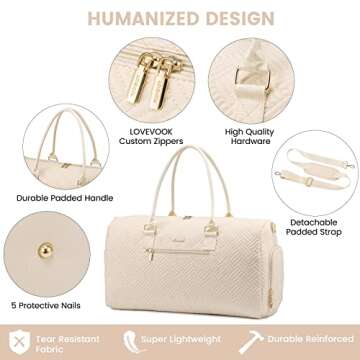 LOVEVOOK Travel Duffle Bag, Weekender Bag for Women with Toiletry Bag, Carry on Overnight Bag with Shoe Compartment, Gym Duffel Bag with Wet Pocket, Mommy Hospital Bags for Labor and Delivery