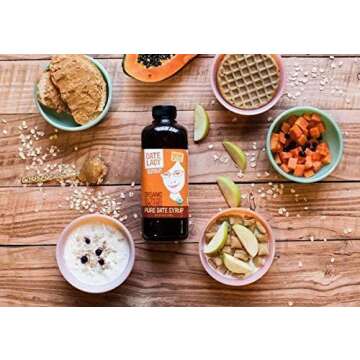 Date Lady Date Syrup 3 lb Squeeze Bottle | 1 ingredient: 100% Organic Dates. Vegan, Paleo, Gluten-free & Kosher | Also Known As Silan, Date Honey and Date Nectar | Sugar Substitute