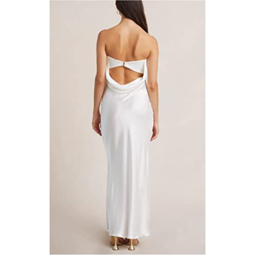 Stylish Summer Satin Strapless Maxi Dress for Women