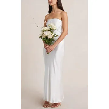 Stylish Summer Satin Strapless Maxi Dress for Women