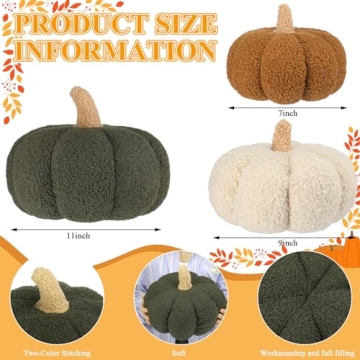Briwooody 3D Sherpa Pumpkin Throw Pillows Fall Decor