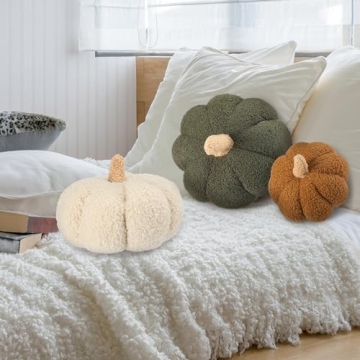 Briwooody 3D Sherpa Pumpkin Throw Pillows Fall Decor