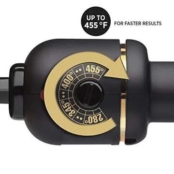 Hot Tools Black Gold Reversed Tapered Curling Wand | Creates Tousled Waves and Curls (1-1/4 – ¾ in)