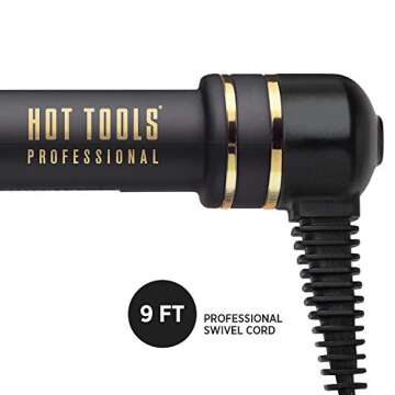 Hot Tools Black Gold Reversed Tapered Curling Wand | Creates Tousled Waves and Curls (1-1/4 – ¾ in)