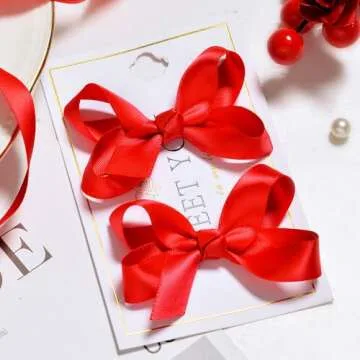 YAMA Double Face Satin Ribbon - 5/8" 25 Yards for Gift Package Wrapping,Floral Design,Hair Bow Clip Making,Crafting,Sewing,Wedding Decor, Hot Red