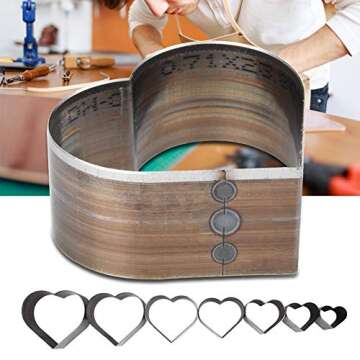 7pcs Leather Die Cutter Hollow Punching Tool Heart Shaped Cutting 20-50mm Punching Die Set for Bag Belt Wallet Handmade DIY Leather Craft