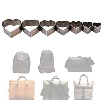 7pcs Leather Die Cutter Hollow Punching Tool Heart Shaped Cutting 20-50mm Punching Die Set for Bag Belt Wallet Handmade DIY Leather Craft
