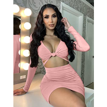 XXTAXN Women’s Sexy Bodycon Deep V Neck Mini Dress
