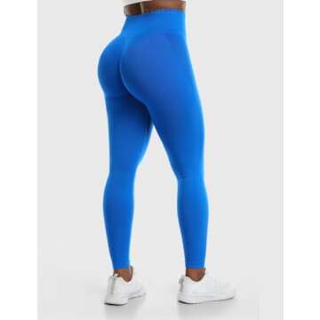 YEOREO Amplify Leggings for Women Seamless Scrunch Leggings Butt Lifting Gym High Waisted Athletic Leggings Blue