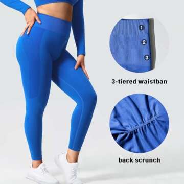 YEOREO Amplify Leggings for Women Seamless Scrunch Leggings Butt Lifting Gym High Waisted Athletic Leggings Blue