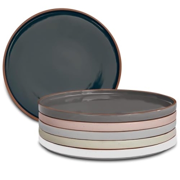 Mora Ceramic Flat Dinner Plates Set of 6 - 10.5 in, Dishwasher Safe, Scratch Resistant