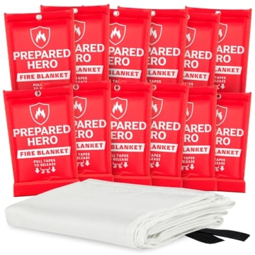Prepared Hero Emergency Fire Blanket 12 Pack - 40"x40" Kitchen Fire Suppression
