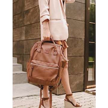 Kah&Kee Leather Backpack for Women and Men 15-inch Laptop Bag | Teacher Professional, Diaper Bag Bac...
