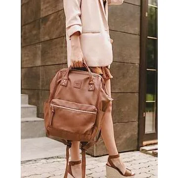 Kah&Kee Leather Backpack for Women and Men 15-inch Laptop Bag | Teacher Professional, Diaper Bag Bac...