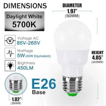 ILC RGB LED Light Bulb, Color Changing 40W Equivalent, Daylight White, 450LM Dimmable 5W E26 Screw Base RGBW, Mood Light Bulb - 12 Color Choices - Timing Infrared Remote Control Included (4 Pack)