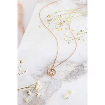 Gold Pine Tree Charm, 9K 14K 18K Gold Necklace, Rose Gold, Festive Pendant, Gift For Her/code: 0.002