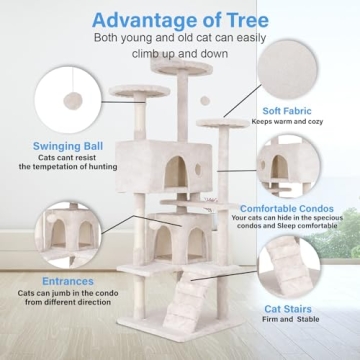 FDW 54in Cat Tower - Multi-Level Cozy Cat Condo