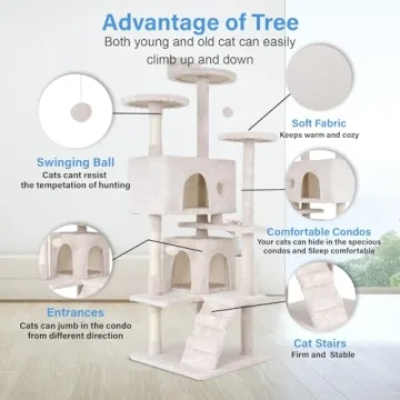 FDW 54in Cat Tower - Multi-Level Cozy Cat Condo