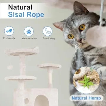 FDW 54in Cat Tower - Multi-Level Cozy Cat Condo