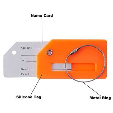 Gostwo 2 Pack Silicone Luggage Tags for Suitcases, 26 Initial Letter Baggage Labels Handbag School Bag Suitcase Instrument Tag with Stainless Steel Loop(Orange)(Letter A)