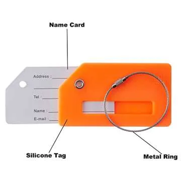 Gostwo 2 Pack Silicone Luggage Tags for Suitcases, 26 Initial Letter Baggage Labels Handbag School Bag Suitcase Instrument Tag with Stainless Steel Loop(Orange)(Letter A)