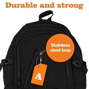 Gostwo 2 Pack Silicone Luggage Tags for Suitcases, 26 Initial Letter Baggage Labels Handbag School Bag Suitcase Instrument Tag with Stainless Steel Loop(Orange)(Letter A)