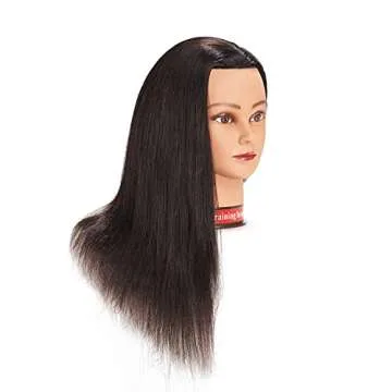 20-22" 100% Human Hair Mannequin Head Training Head Cosmetology Manikin Head Doll Head with Free Cla...