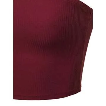 Stylish Made by Emma Ribbed Tube Top in Wine Color