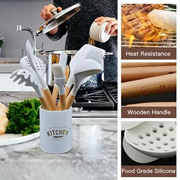 Stylish Kitchen Cooking Utensils Set with Holder