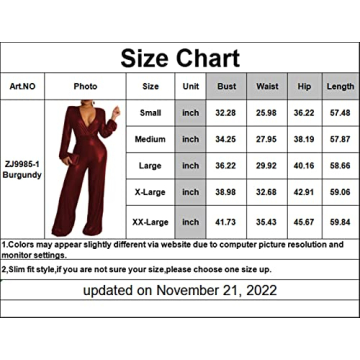 ZonJie Sexy Burgundy Jumpsuit Elegant Deep V Neck Women
