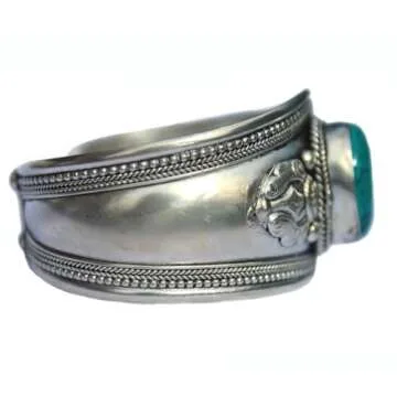 Boho One Stone Blue Stabilized-Turquoise Adjustable Cuff Bracelet | Jewelry for Men & Women