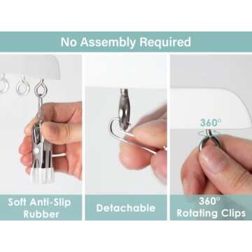 StorageWorks Hat Organizer, Hat Storage for Closet, Hat Racks for Baseball Caps, Set of 2 Cap Organizer with 10 Adjustable Stainless Steel Clips (White, 14" W x 7.5" H)