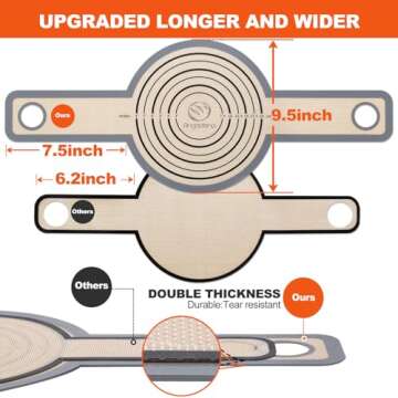 Angadona 9.5" Silicone Bread Sling - Perfect Non-Stick & Reusable Baking Mat with Extra Long Handles