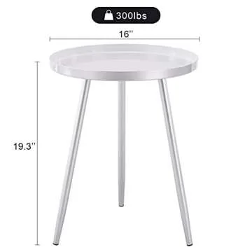 Apicizon 16" Round Side Table, Sliver End Table for Living Room, Bedside, Mid Century Modern Coffee ...