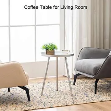 Apicizon 16" Round Side Table, Sliver End Table for Living Room, Bedside, Mid Century Modern Coffee Table or Circle Accent Table for Small Spaces, Metal Nightstand (Silver)
